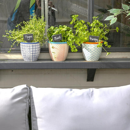 Patterned Plant Pots - Navy - 6 Pack - 14Cm Porcelain Indoor Ceramic Planter with Drainage Holes Outdoor Garden Flower Pots for House & Garden Flowers