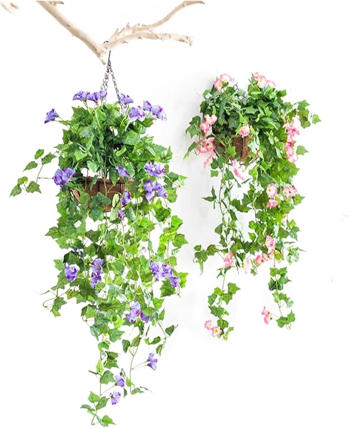 4 Pack 10" Metal Hanging Baskets with Coco Liners – Outdoor & Indoor Planters for Flowers and Gardens
