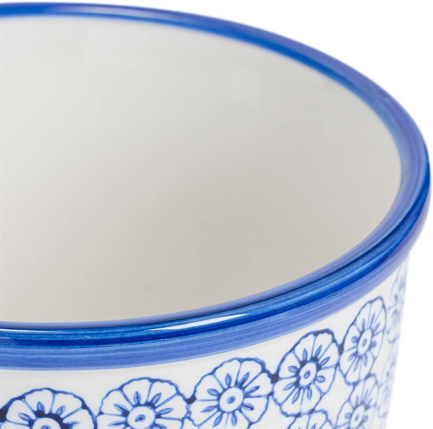 Patterned Plant Pots - Navy - 6 Pack - 14Cm Porcelain Indoor Ceramic Planter with Drainage Holes Outdoor Garden Flower Pots for House & Garden Flowers