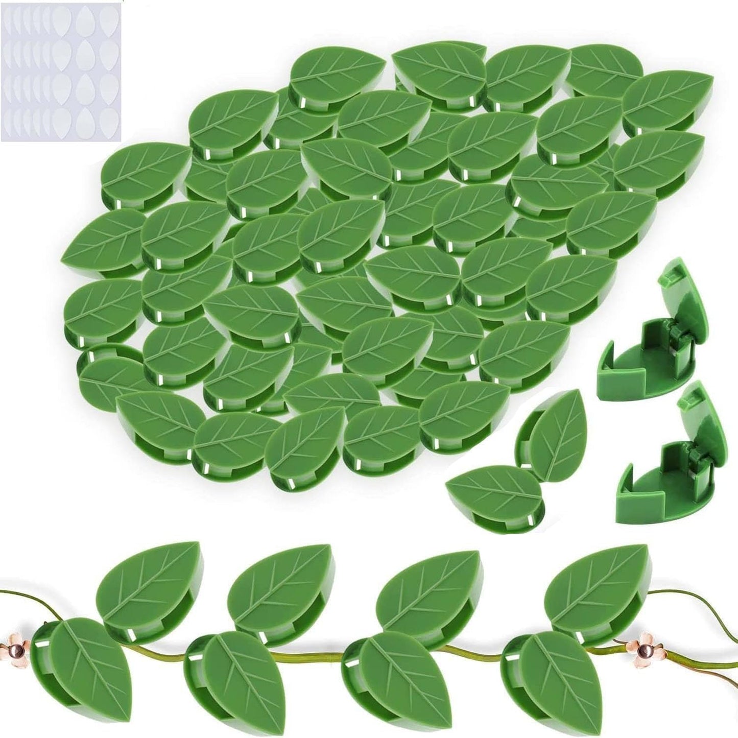 50pcs Plant Clips – Invisible Self-Adhesive Wall Hooks for Climbing Vines & Garden Support