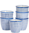 Patterned Plant Pots - Navy - 6 Pack - 14Cm Porcelain Indoor Ceramic Planter with Drainage Holes Outdoor Garden Flower Pots for House & Garden Flowers